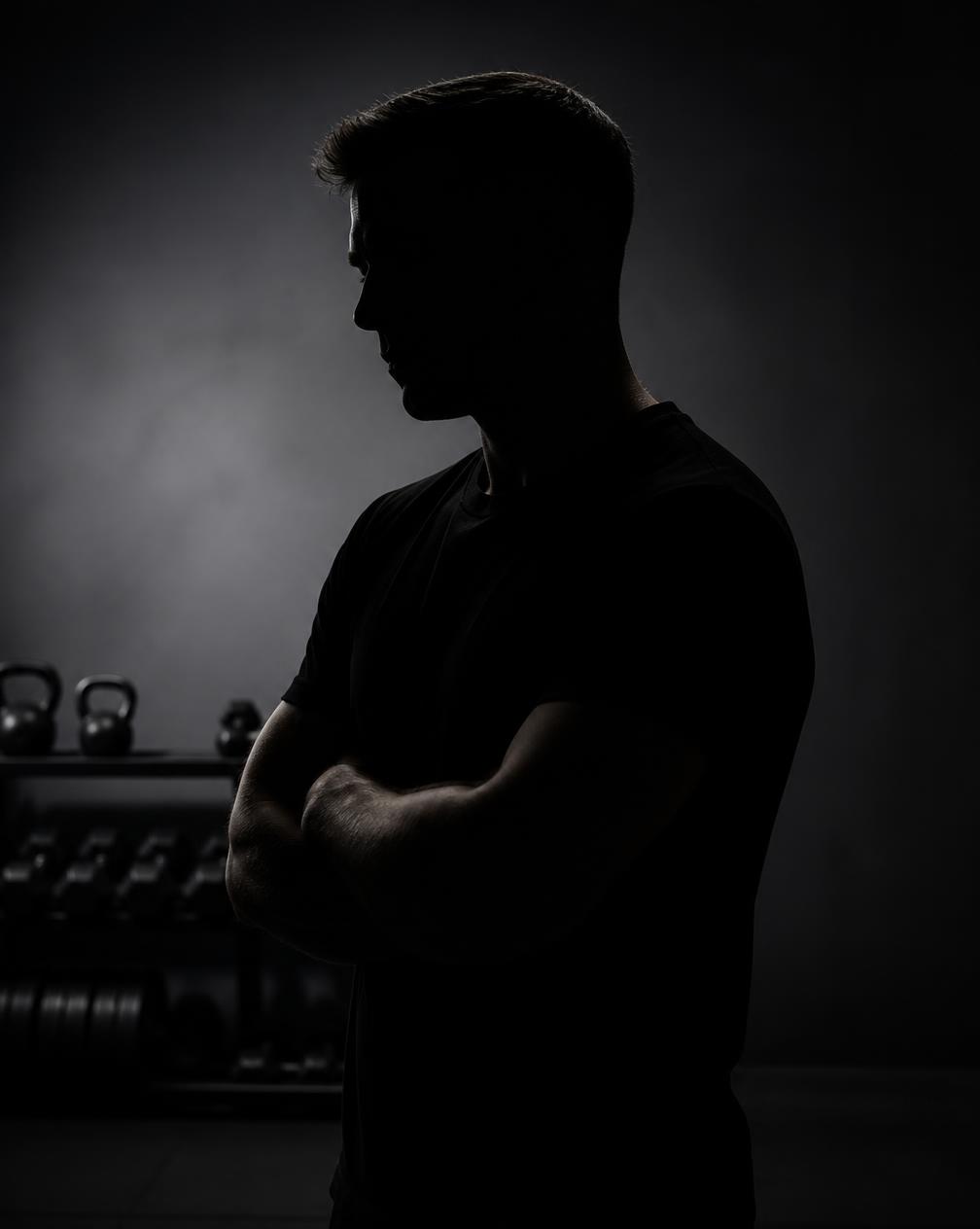 Portrait of a strength and performance coach in a dark training facility